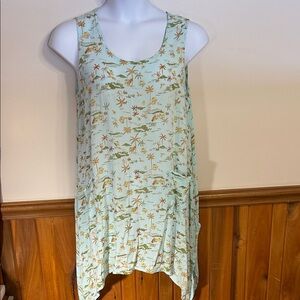 Tropical Aqua Sleeveless Tunic  Size XL